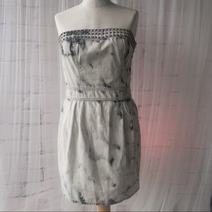COLCCI Denim Strapless Stretch Dress with Studded Detail Women Size 42 (12 US)